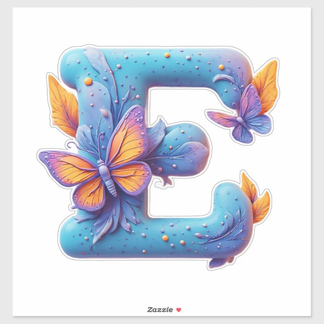 Colourful Butterfly Perched On Bright Blue Letter  (Sheet)