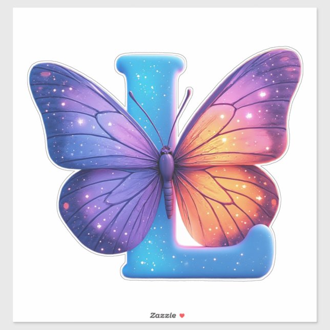 Colourful Butterfly Perched On Bright Blue Letter  (Sheet)