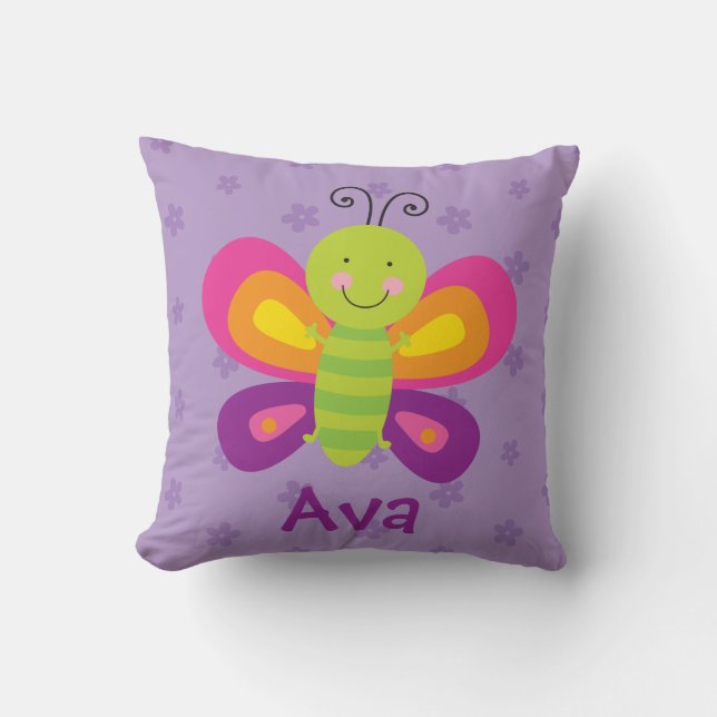 Colourful Butterfly Personalised Pillow (Front)
