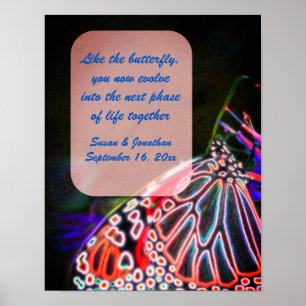 Colourful Butterfly Personalised Wedding Poster