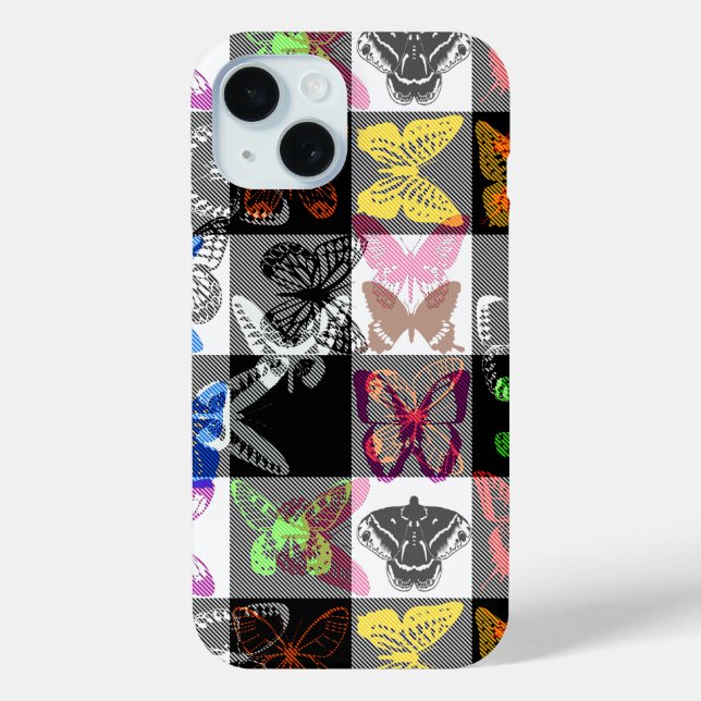 Colourful Butterfly Plaid Tartan Check Design  Case-Mate iPhone Case (Back)