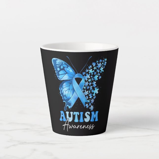 Colourful Butterfly Puzzle Latte Mug (Front)