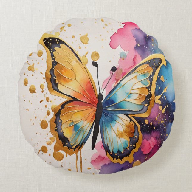 Colourful Butterfly Round Cushion (Front)