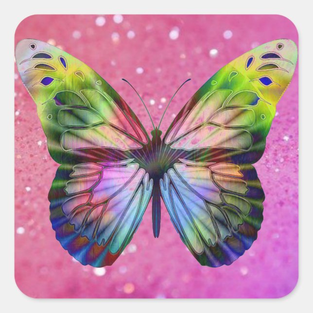 Colourful Butterfly Square Sticker (Front)
