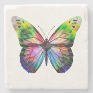 Colourful butterfly stone coaster