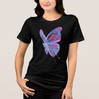 Colourful Butterfly T-Shirt. Tri-Blend Shirt