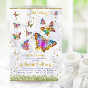 Colourful Butterfly Theme Elegant Baby Shower Invitation