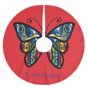 Colourful Butterfly Thunder_Cove Brushed Polyester Tree Skirt