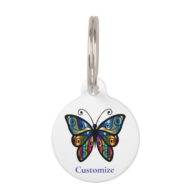 Colourful Butterfly Thunder_Cove Pet Tag (Front)