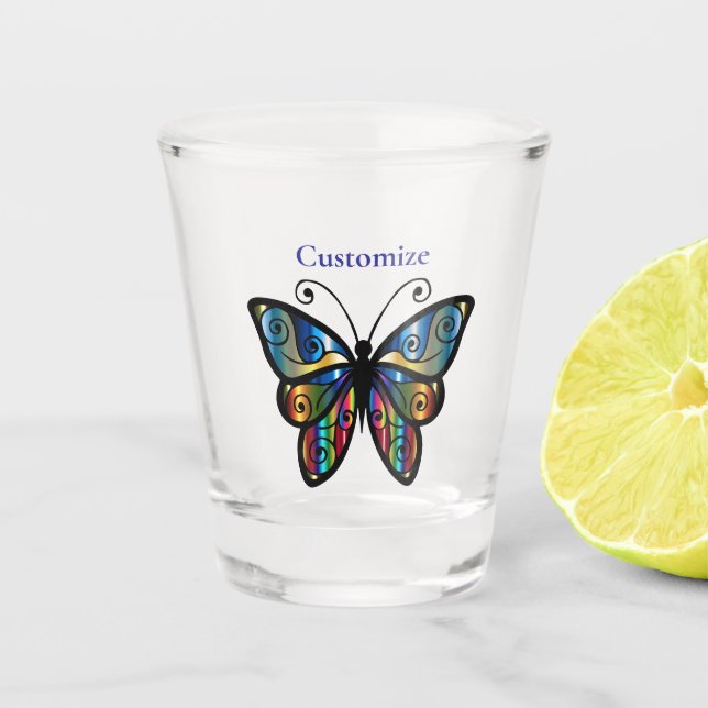 Colourful Butterfly Thunder_Cove Shot Glass (Front)