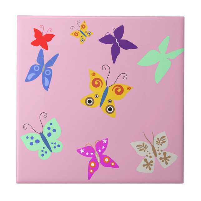Colourful Butterfly  Tile (Front)