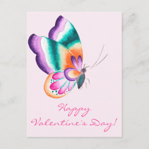 Colourful Butterfly Valentine's Day Postcard