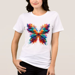 Colourful Butterfly Watercolor Art T-Shirt Vibra Tri-Blend Shirt