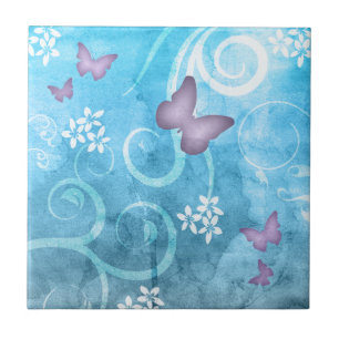 Colourful Butterfly Watercolor Painting Tile