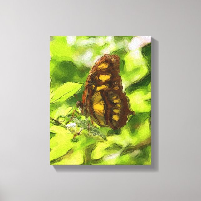 Colourful Butterfly Watercolor Sketch Nature Canvas Print (Front)