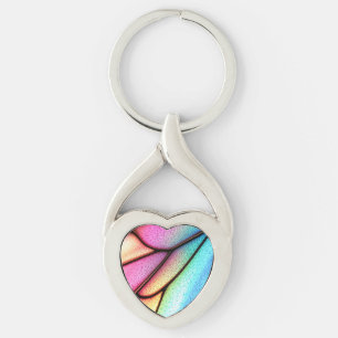 Colourful Butterfly Wing Closeup Key Ring