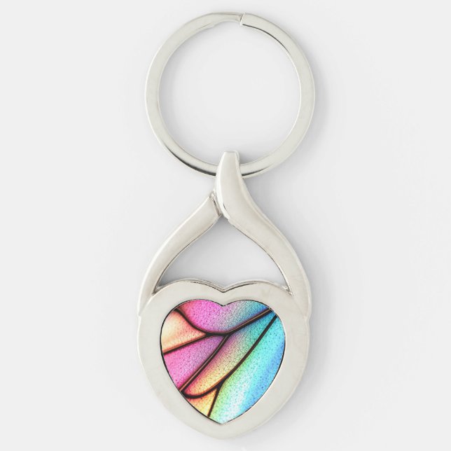 Colourful Butterfly Wing Closeup Key Ring (Front)