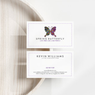 Colourful Butterfly With White Background Business Card