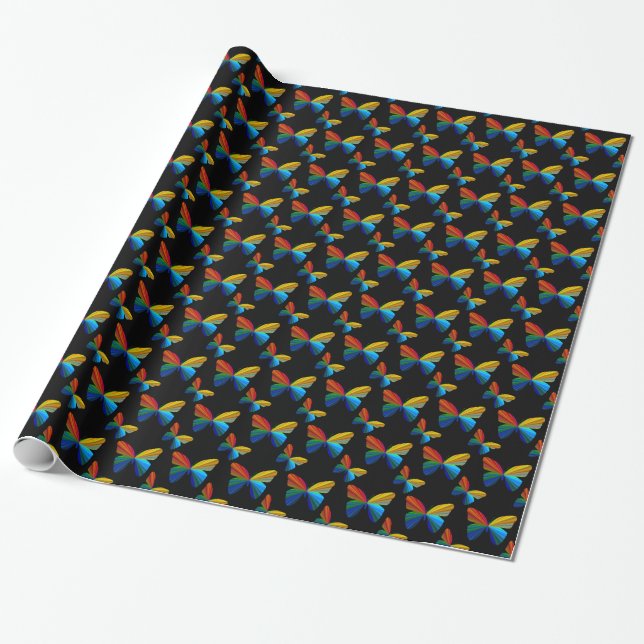 Colourful Butterfly Wrapping Paper (Unrolled)