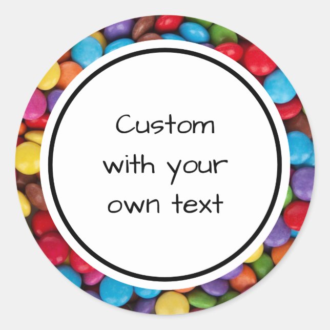 Colourful Button Candy Custom Text Classic Round Sticker (Front)
