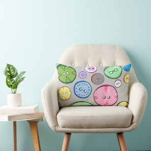 Colourful Button Illustration Lumbar Cushion