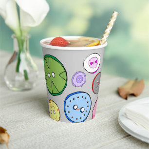 Colourful Button Illustration Paper Cups