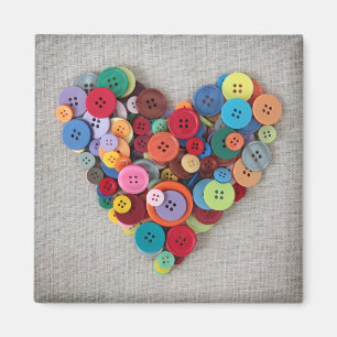 Colourful Buttons Heart Magnet