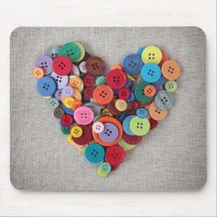 Colourful Buttons Heart Mouse Pad