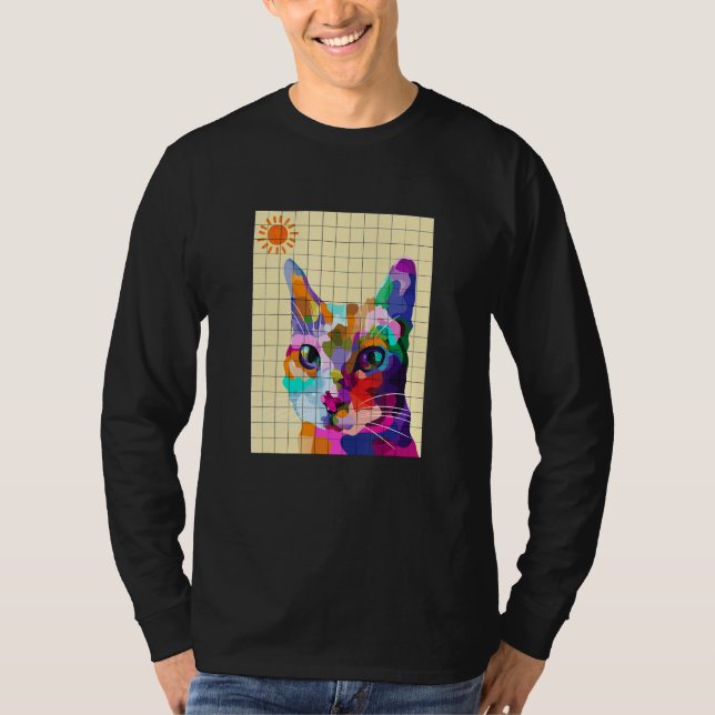 Colourful Ca Colourful Cat Pop Art Style T-Shirt (Front)