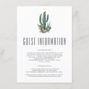 Colourful Cacti Desert Theme Guest Information Enclosure Card