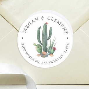 Colourful Cacti   Desert Theme   Return Address Classic Round Sticker