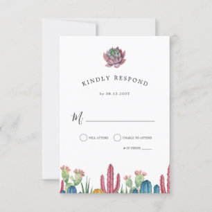 Colourful Cacti Desert Theme RSVP Reply