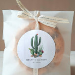 Colourful Cacti | Desert Theme | Wedding Classic Round Sticker<br><div class="desc">Create a unique set of custom name wedding stickers featuring a cactus bloom theme.  
All elements of this item are unlocked and customisable,  so have fun creating and making it your own.</div>