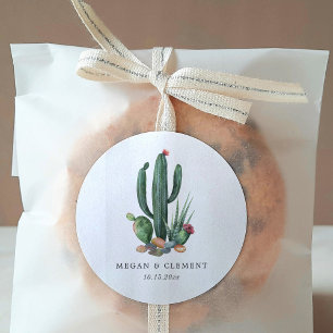 Colourful Cacti   Desert Theme   Wedding Classic Round Sticker