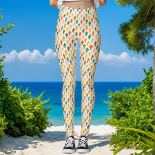 Colourful Cacti Silhouettes Pattern Leggings