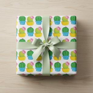 Colourful Cactus Blooms Wrapping Paper