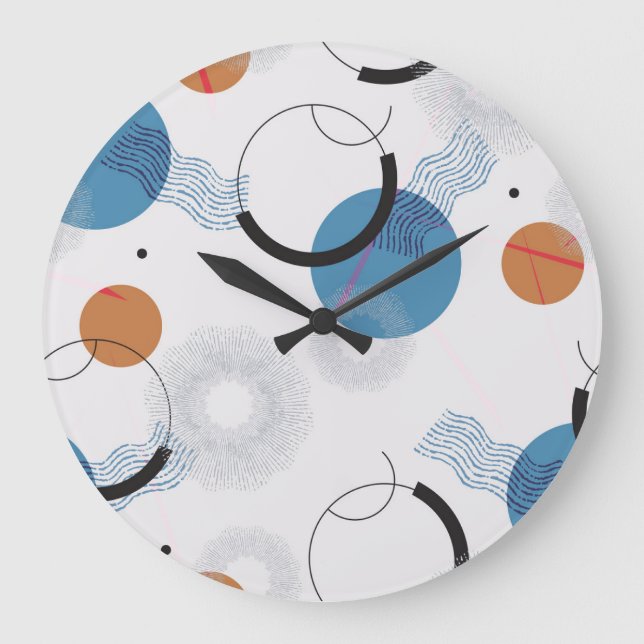Colourful Cactus: Cute Seamless Pattern Large Clock (Front)