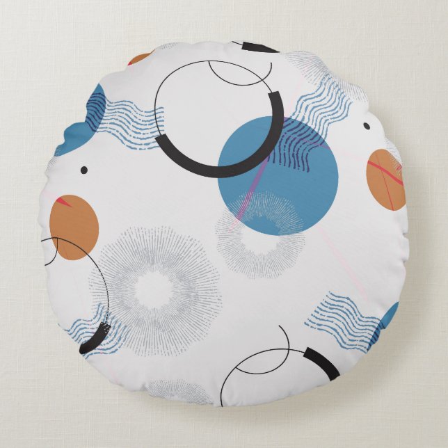 Colourful Cactus: Cute Seamless Pattern Round Cushion (Front)