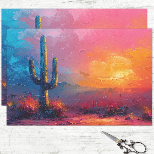 Colourful Cactus Desert Landscape Decoupage Tissue Paper (Creator Uploaded)