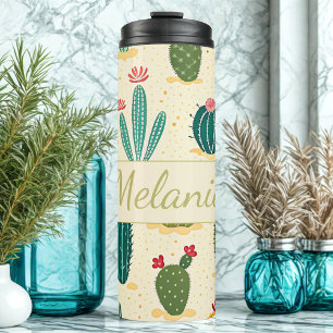 Colourful Cactus Floral Personalised Name Thermal Tumbler