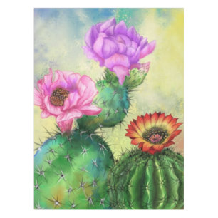 Colourful Cactus Flowers Tablecloth