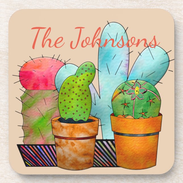 Colourful Cactus Garden Coaster (Front)