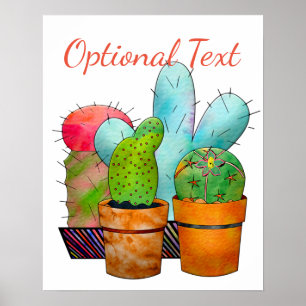 Colourful Cactus Garden Poster