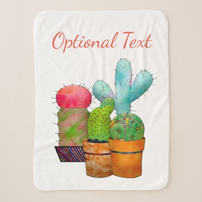 Colourful Cactus Garden Sherpa Blanket (Front)