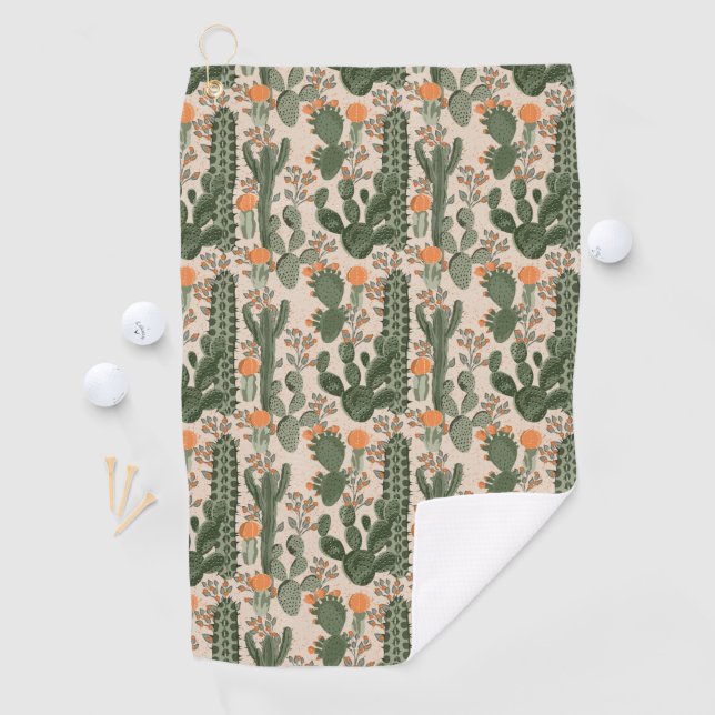 Colourful Cactus Pattern Golf Towel (InSitu)