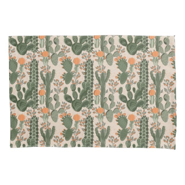 Colourful Cactus Pattern Pillowcase (Front-Left)