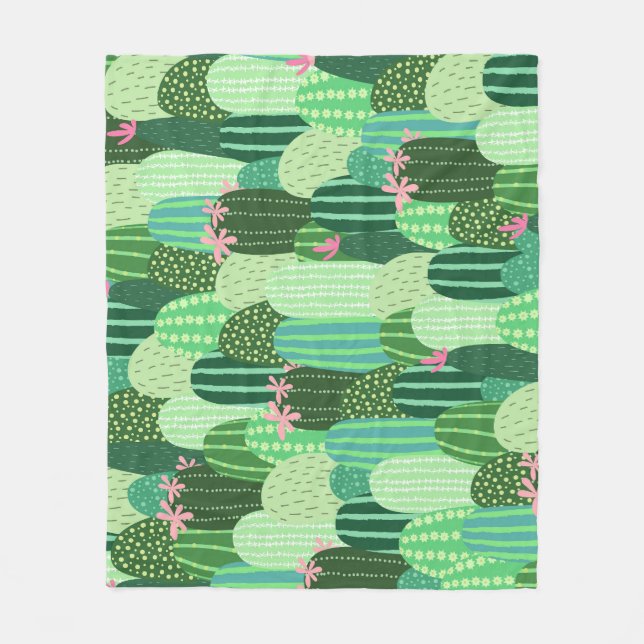 Colourful Cactus Seamless Pattern Illustration Fleece Blanket (Front)