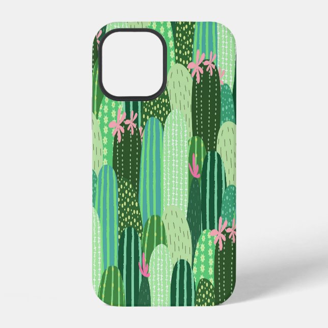 Colourful Cactus Seamless Pattern Illustration iPhone Case (Back)