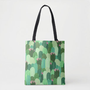 Colourful Cactus Seamless Pattern Illustration Tote Bag