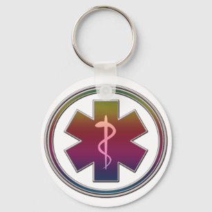Colourful Caduceus Key Ring